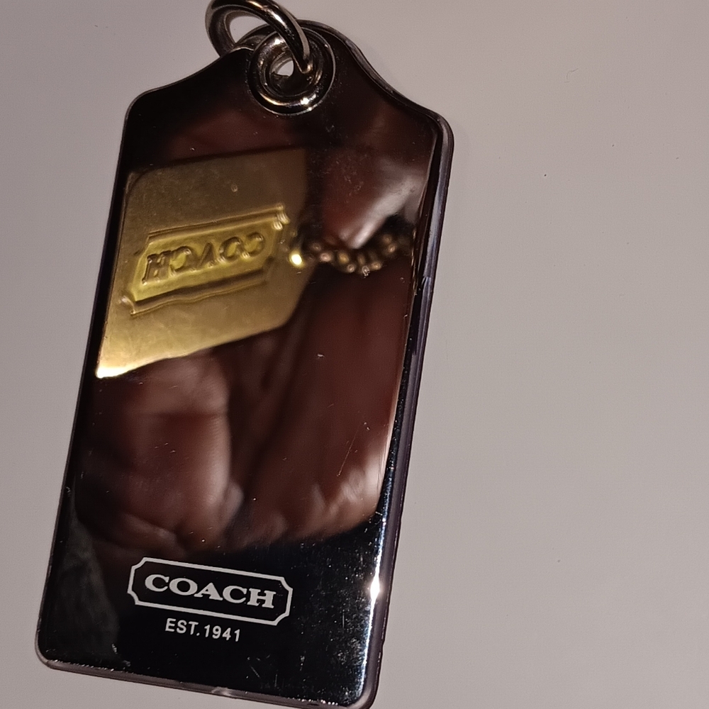 Coach Metallic Silver Mirror Reflection Bag Charm - Picture 6 of 6